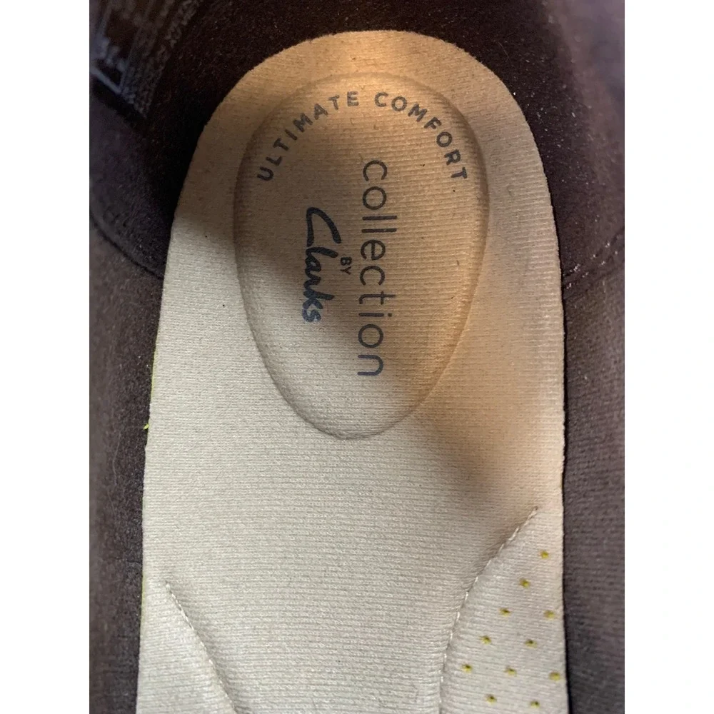 Clarks Brown Leather Zip Comfort Loafers Shoes Women's 10 W Comfort Shoes